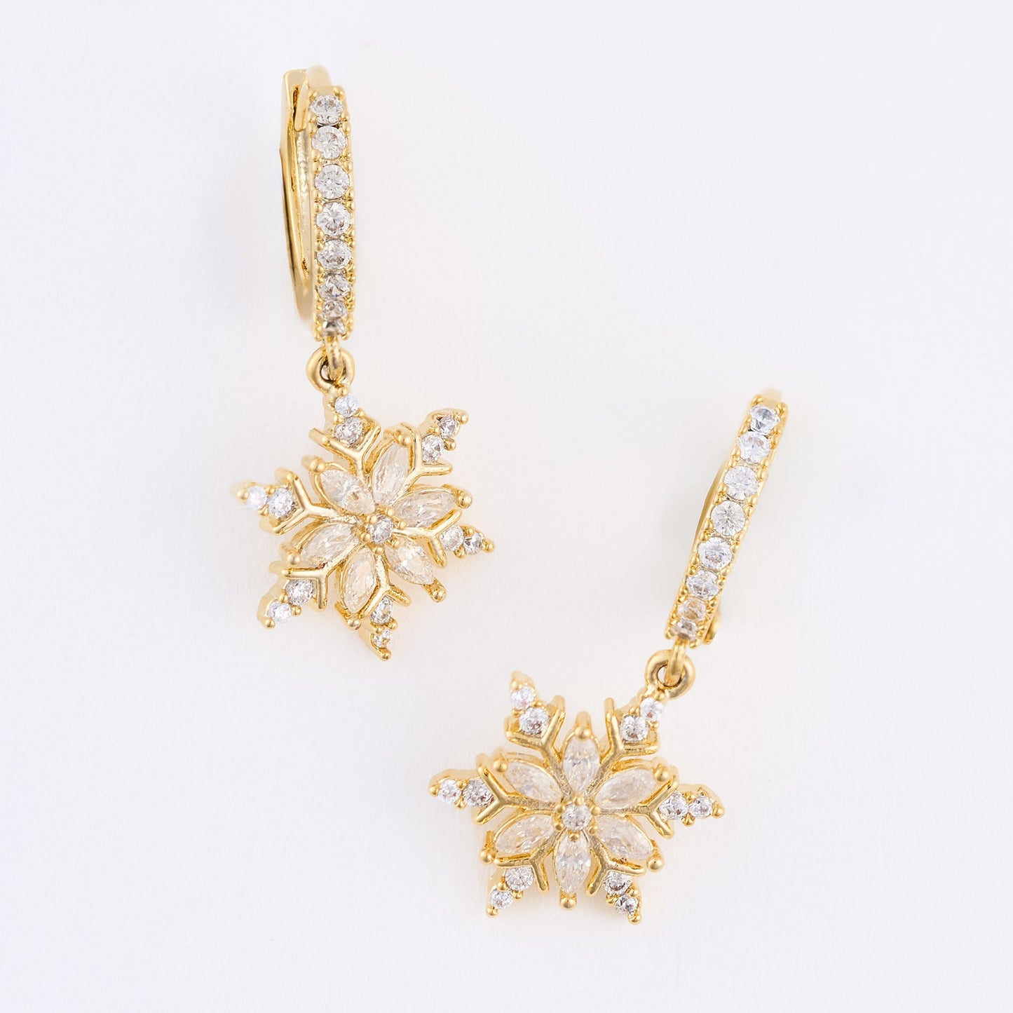 Holiday Snowflake Huggie Hoop Earrings