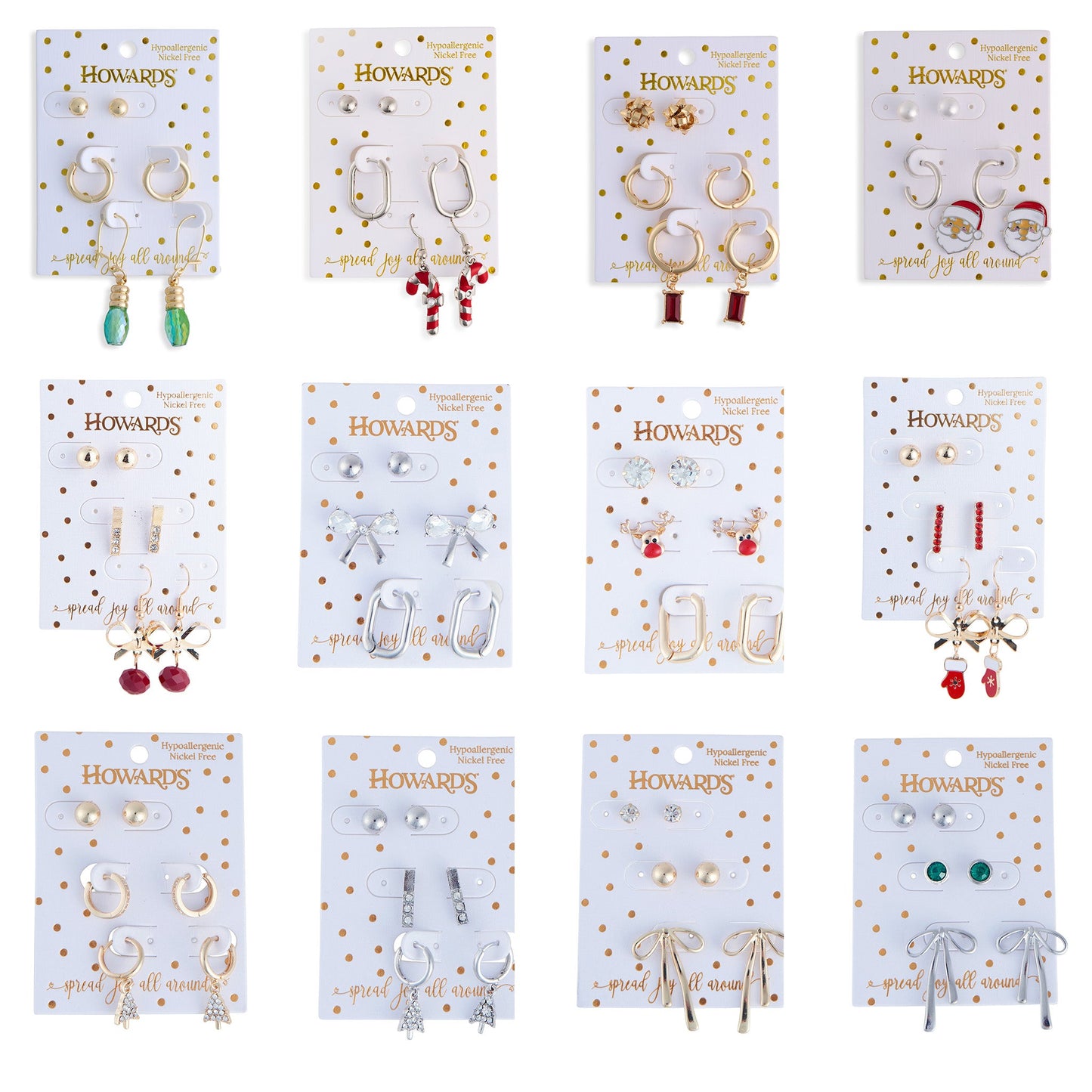 24 Piece Holiday Earring Trio Assortment