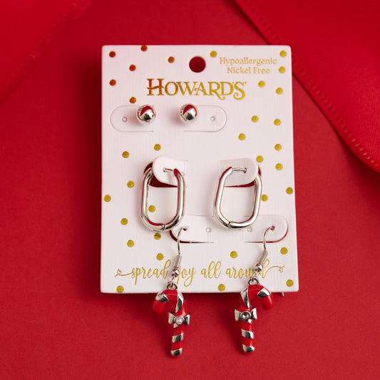 Holiday Candy Cane Earring Trio