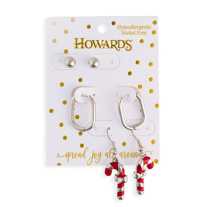 Holiday Candy Cane Earring Trio