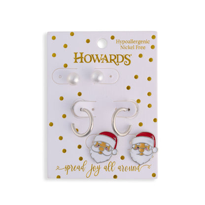 Holiday Santa Earring Trio