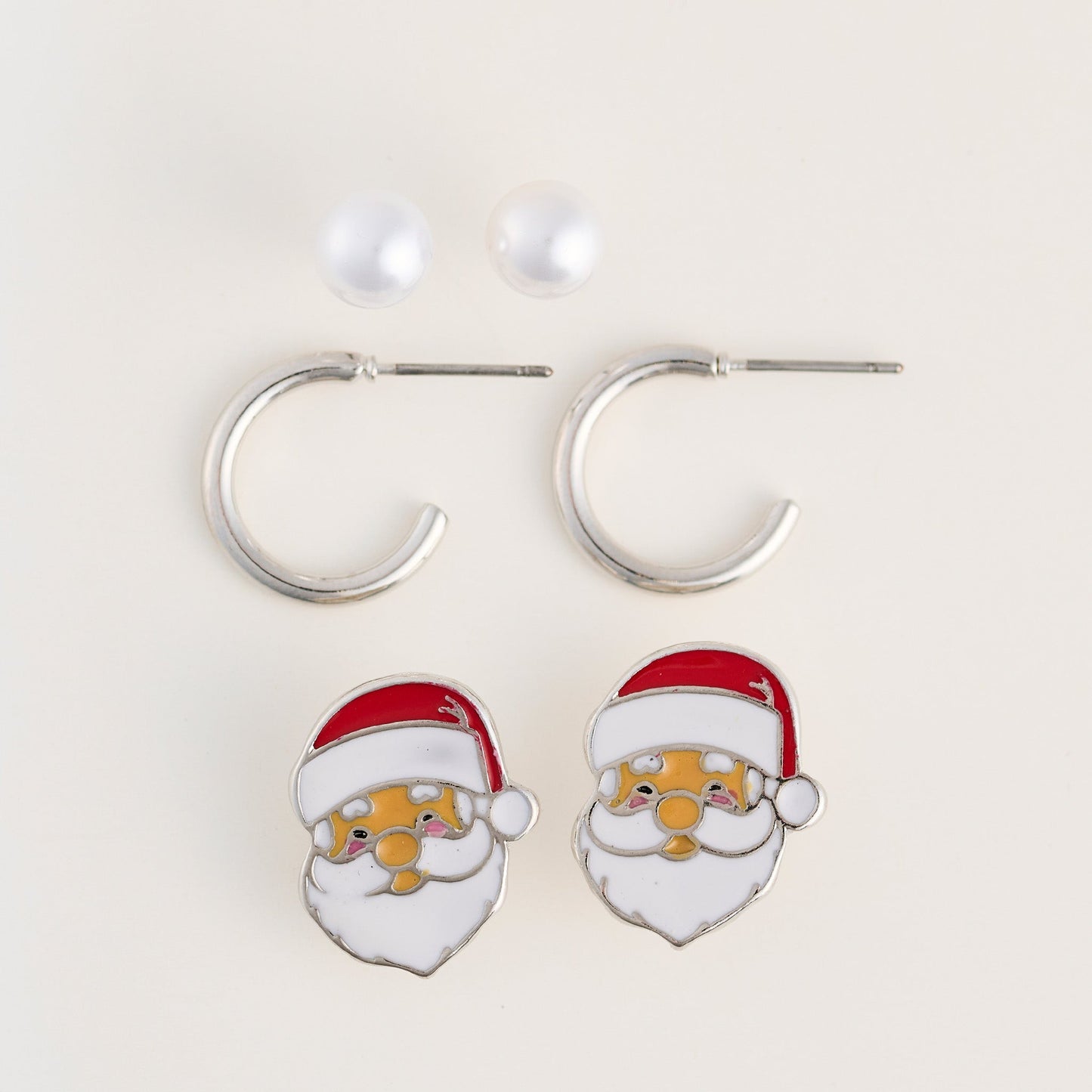 Holiday Santa Earring Trio