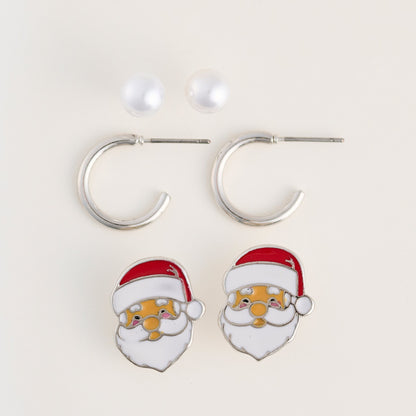 Holiday Santa Earring Trio
