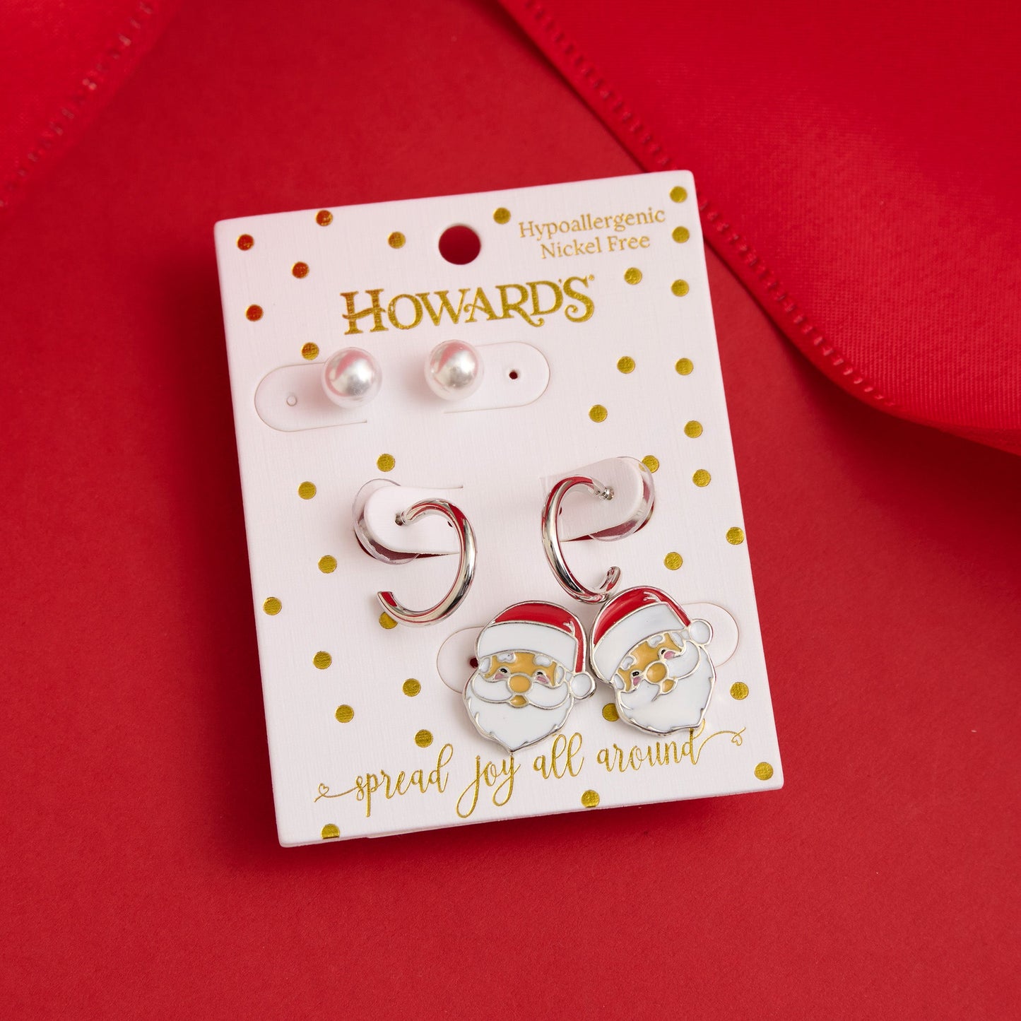 Holiday Santa Earring Trio