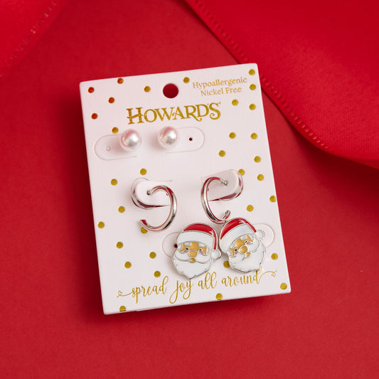 Holiday Santa Earring Trio