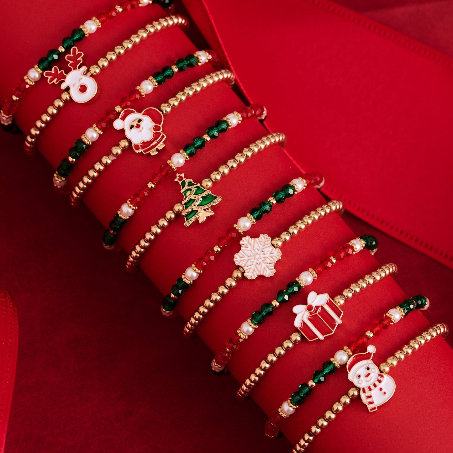 12 Piece Christmas Icon Stretch Bracelet Assortment
