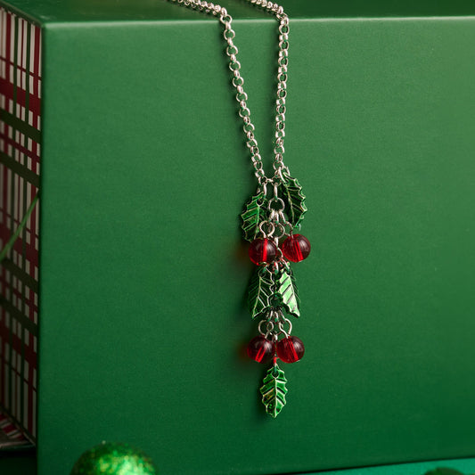 Holiday Poinsettia Pendant Necklace