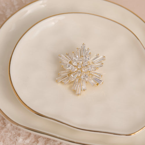 Holiday Baguette Snowflake Brooch