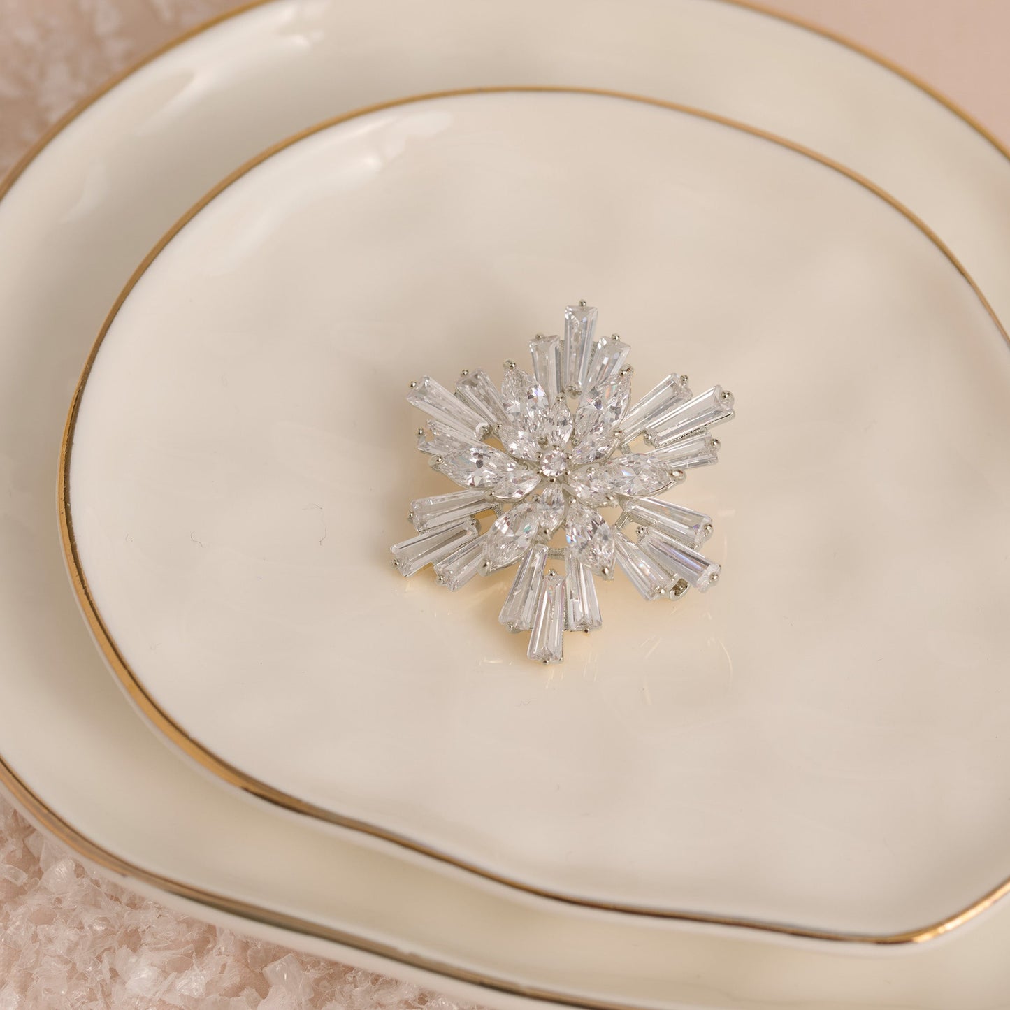 Holiday Baguette Snowflake Brooch