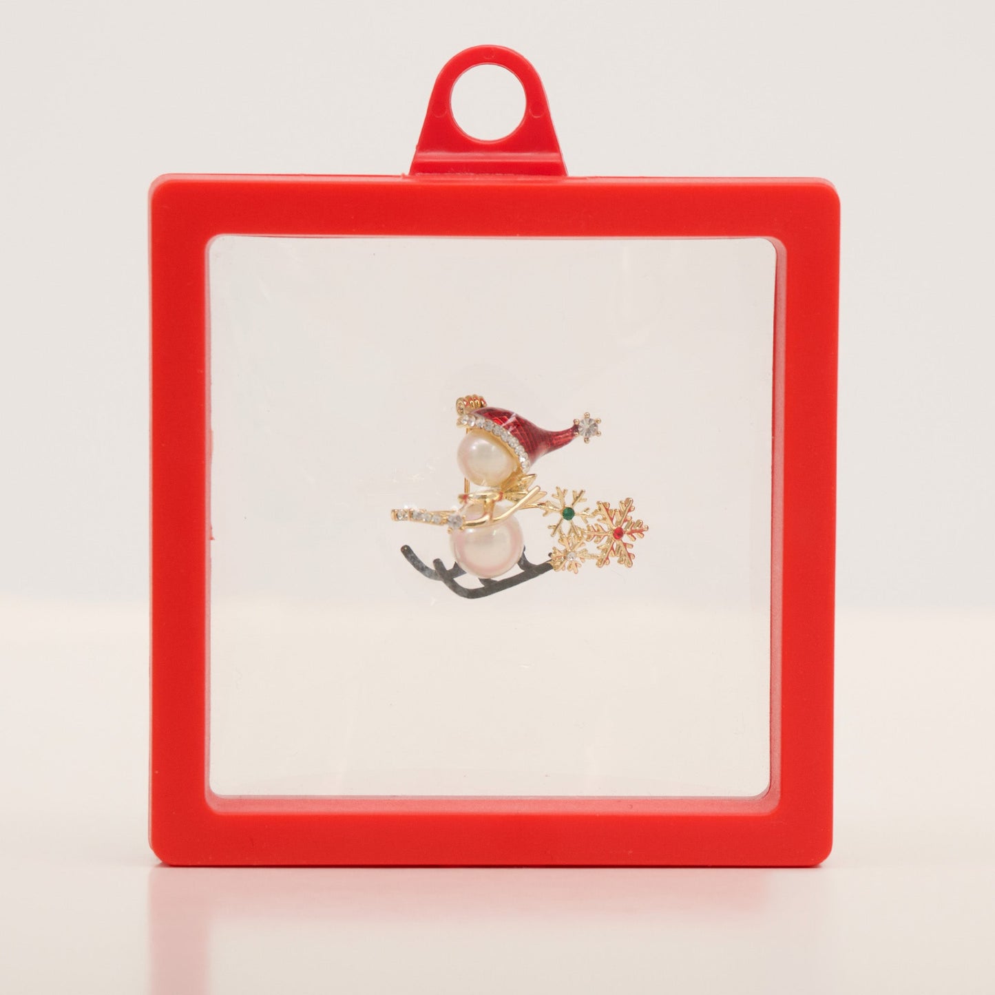 Holiday Skiing Snowman Brooch