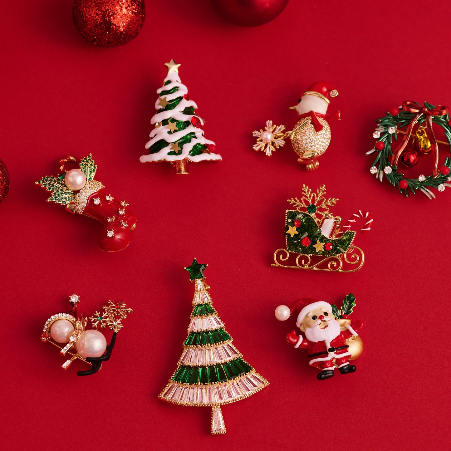 Holiday Skiing Snowman Brooch