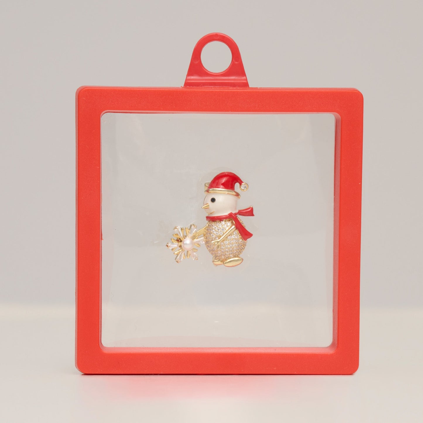 Holiday Snowman Spinning Snowflake Brooch