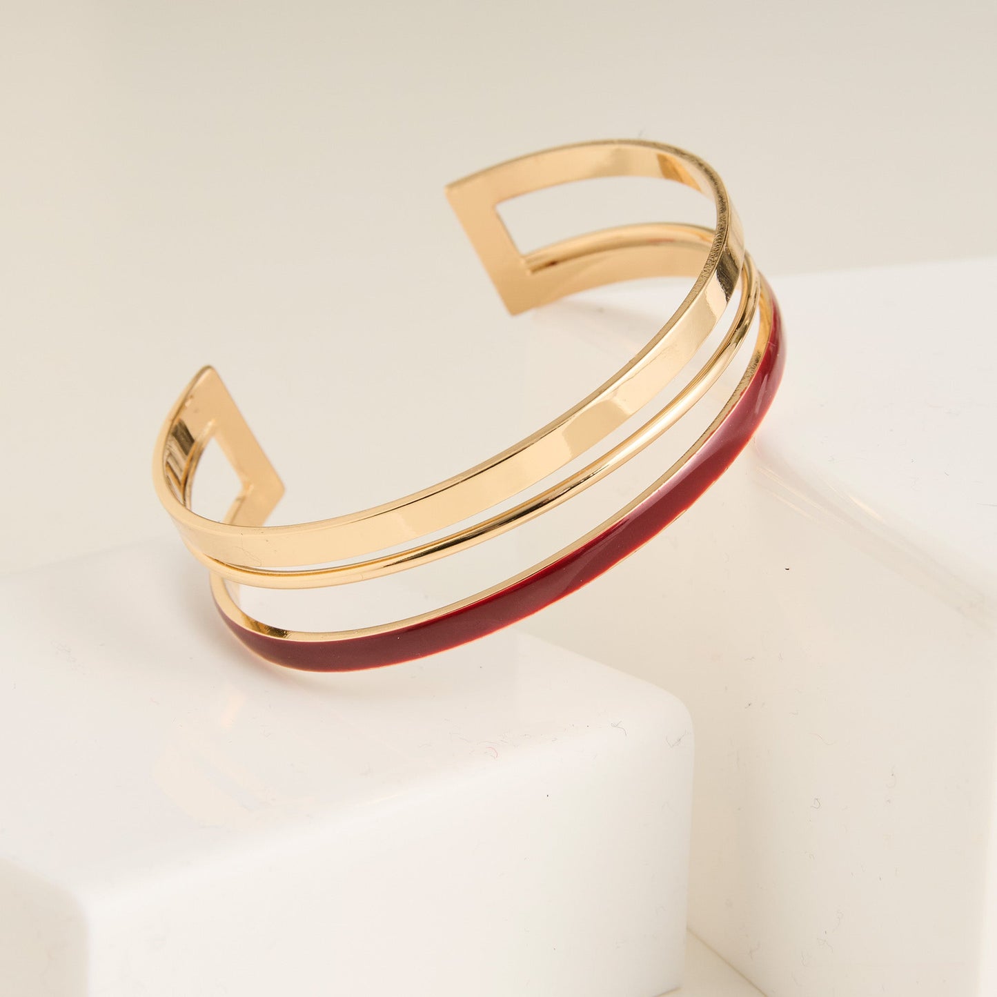 Kaelin Circle Two Tone Enamel Cuff Bracelet