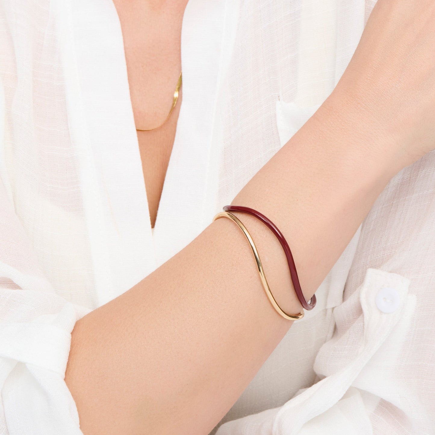 Kaelin Contour Two Tone Enamel Cuff Bracelet