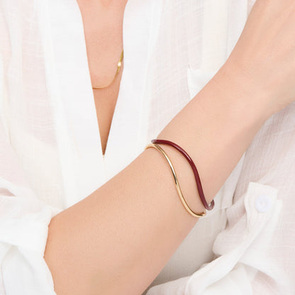 Kaelin Contour Two Tone Enamel Cuff Bracelet