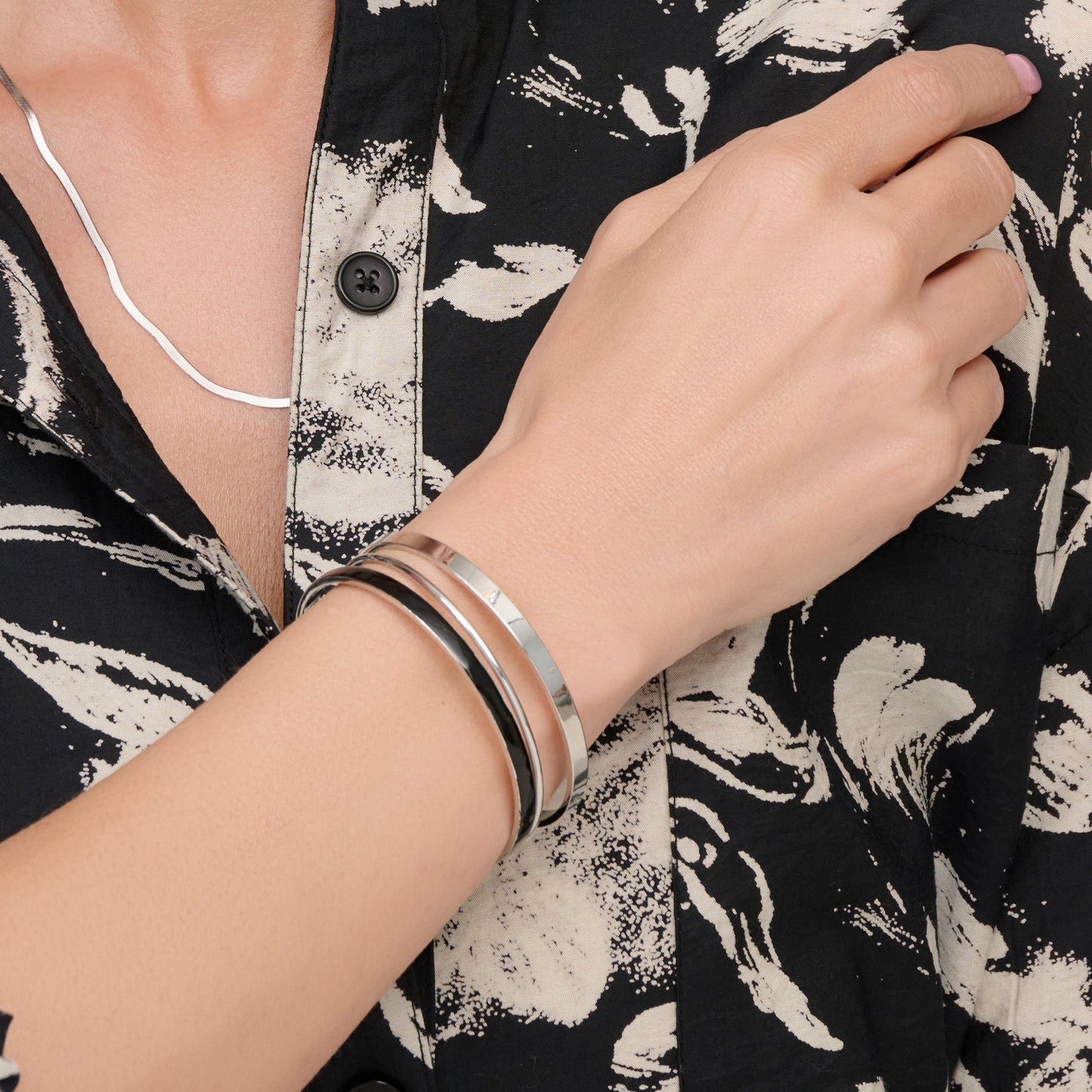 Kaelin Circle Two Tone Enamel Cuff Bracelet