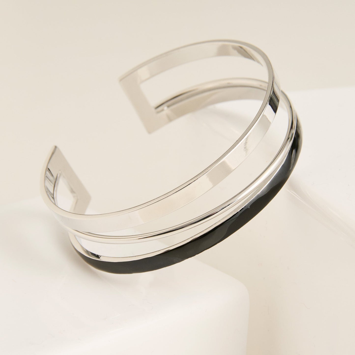 Kaelin Circle Two Tone Enamel Cuff Bracelet