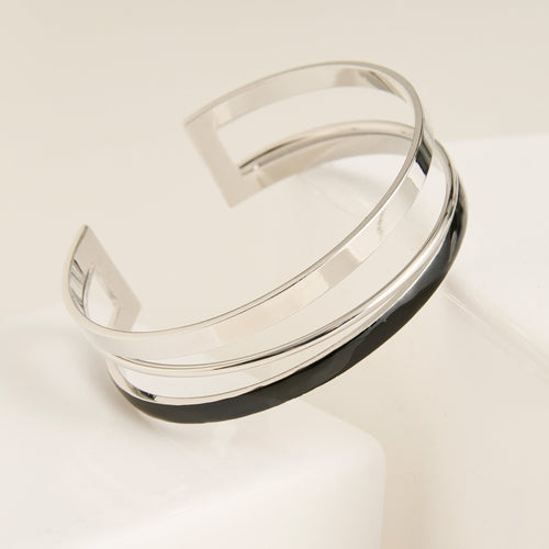 Kaelin Circle Two Tone Enamel Cuff Bracelet