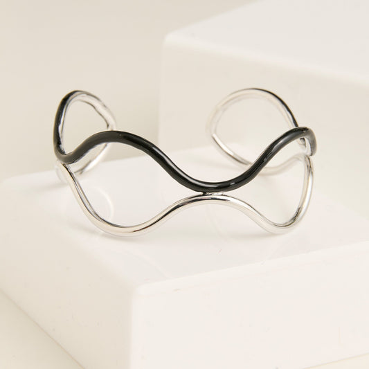 Kaelin Wavy Two Tone Enamel Cuff Bracelet