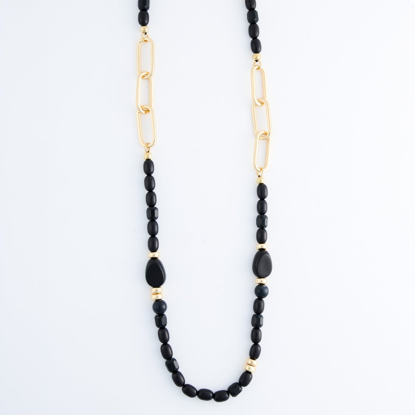 Sia Mixed Bead And Chain Long Necklace
