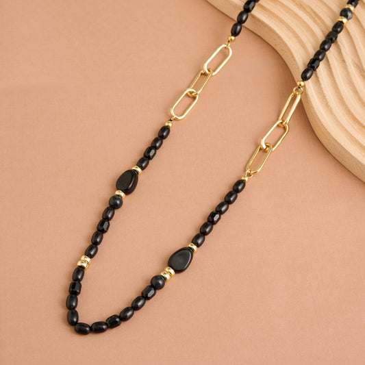 Sia Mixed Bead And Chain Long Necklace