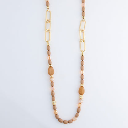 Sia Mixed Bead And Chain Long Necklace