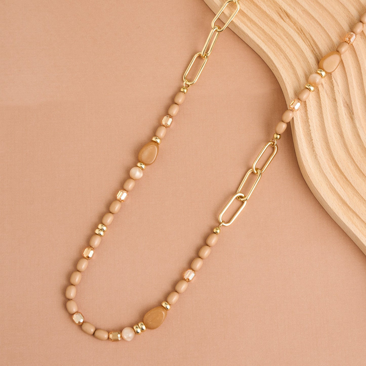 Sia Mixed Bead And Chain Long Necklace