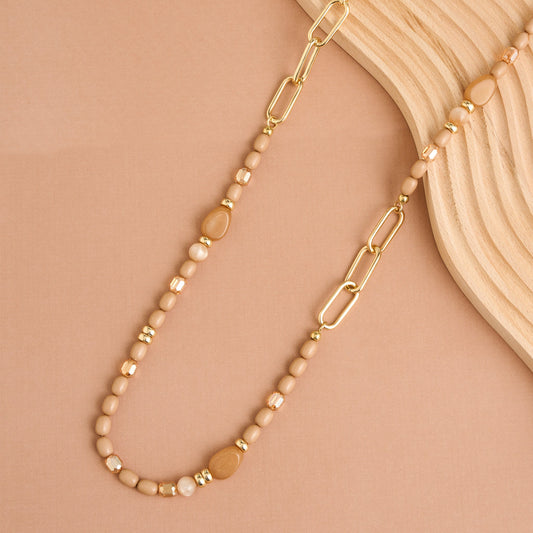 Sia Mixed Bead And Chain Long Necklace