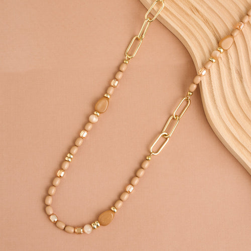 Sia Mixed Bead And Chain Long Necklace