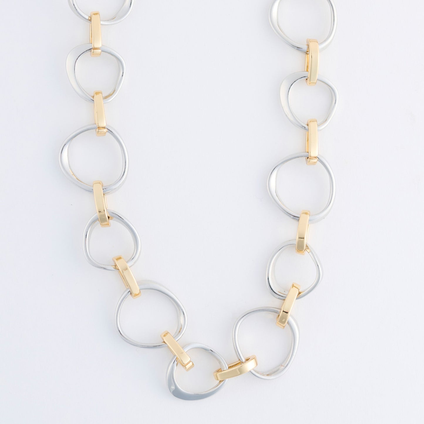Willa Two Tone Chunky Circle Link Collar Necklace
