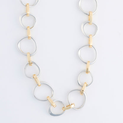 Willa Two Tone Chunky Circle Link Collar Necklace