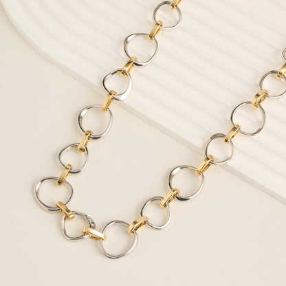 Willa Two Tone Chunky Circle Link Collar Necklace