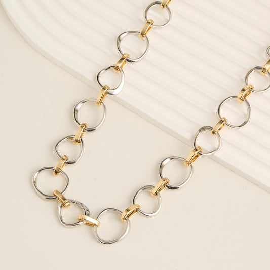 Willa Two Tone Chunky Circle Link Collar Necklace