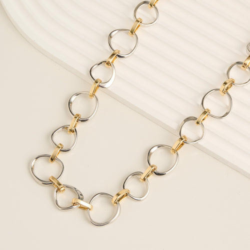 Willa Two Tone Chunky Circle Link Collar Necklace