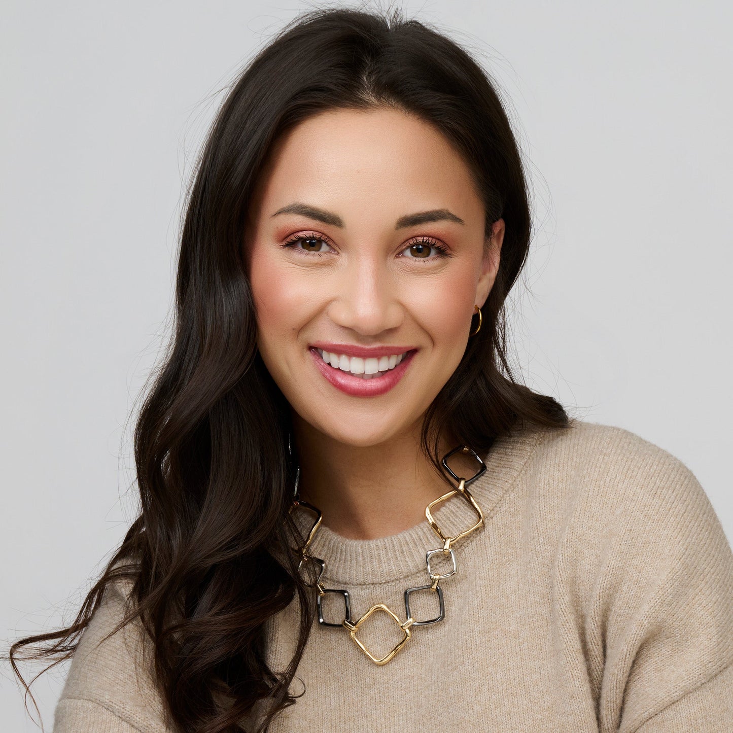 Willa Two Tone Chunky Square Link Collar Necklace