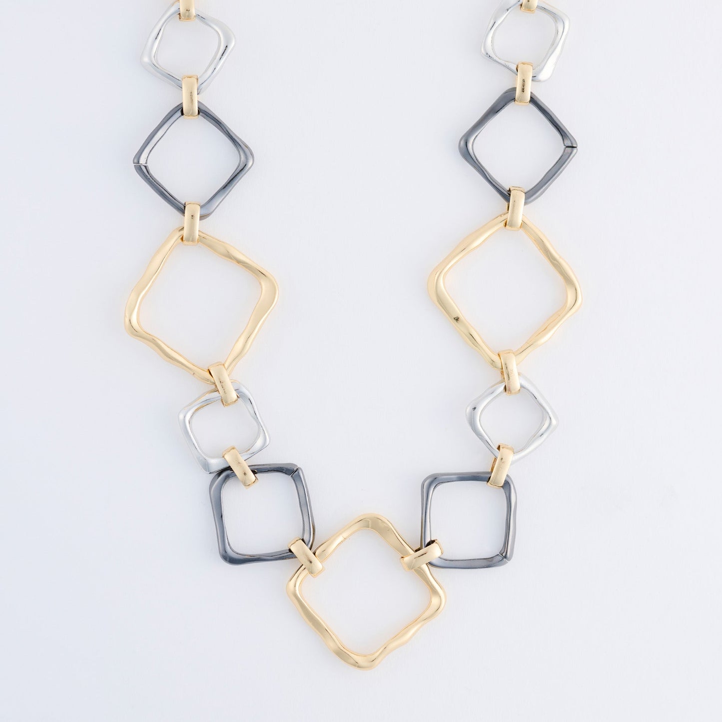 Willa Two Tone Chunky Square Link Collar Necklace