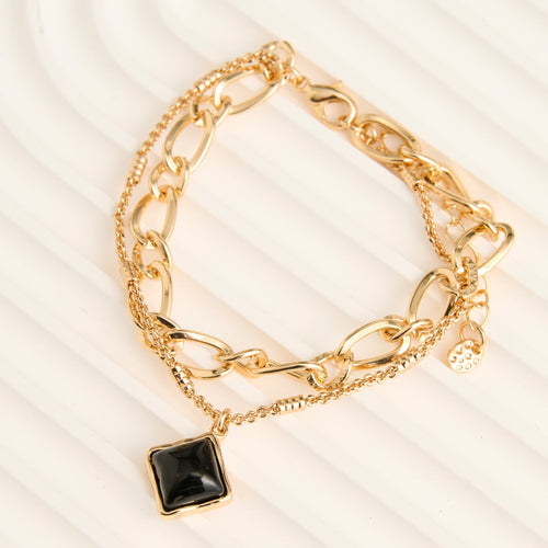 Miah Double Row Enamel Charm Bracelet