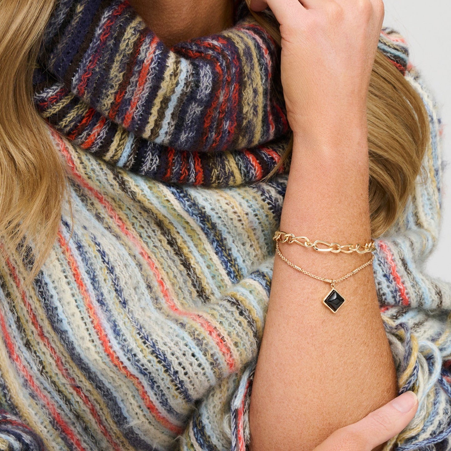 Miah Double Row Enamel Charm Bracelet