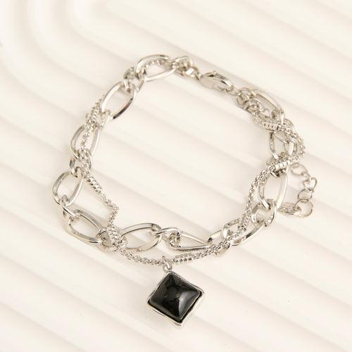 Miah Double Row Enamel Charm Bracelet