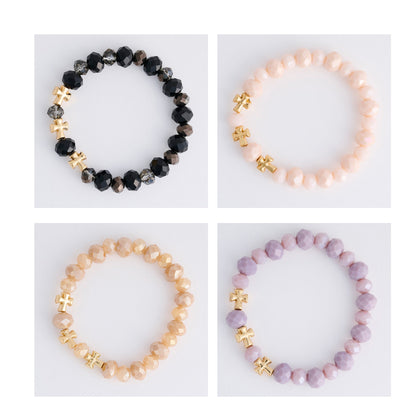 8 Piece Estelle Cross Bead Stretch Bracelet Assortment