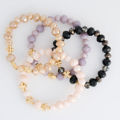 8 Piece Estelle Cross Bead Stretch Bracelet Assortment