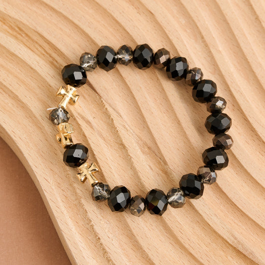 Estelle Cross Bead Stretch Bracelet