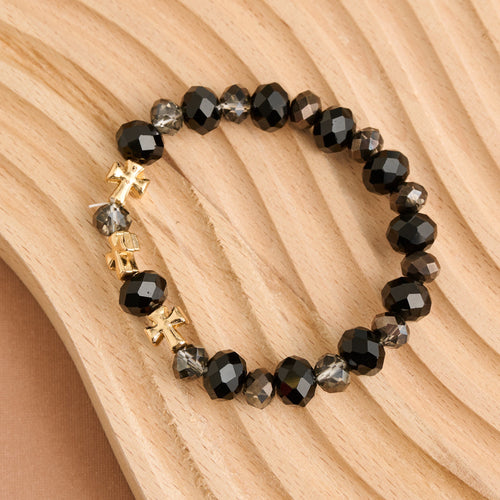 Estelle Cross Bead Stretch Bracelet