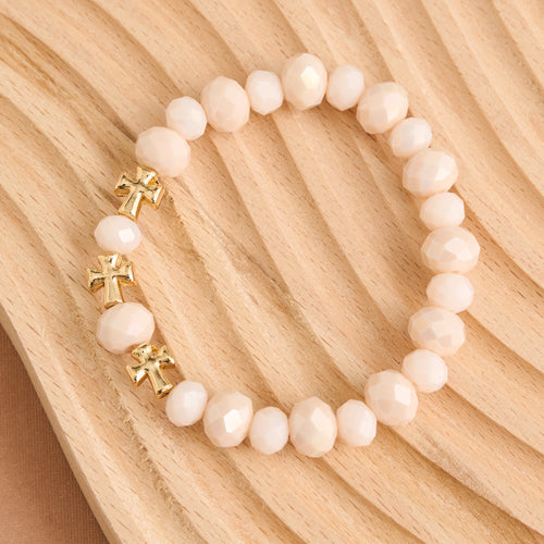 Estelle Cross Bead Stretch Bracelet