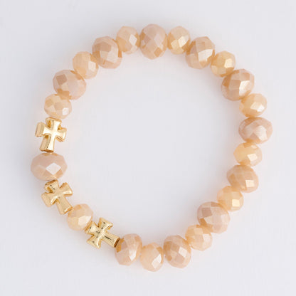 Estelle Cross Bead Stretch Bracelet