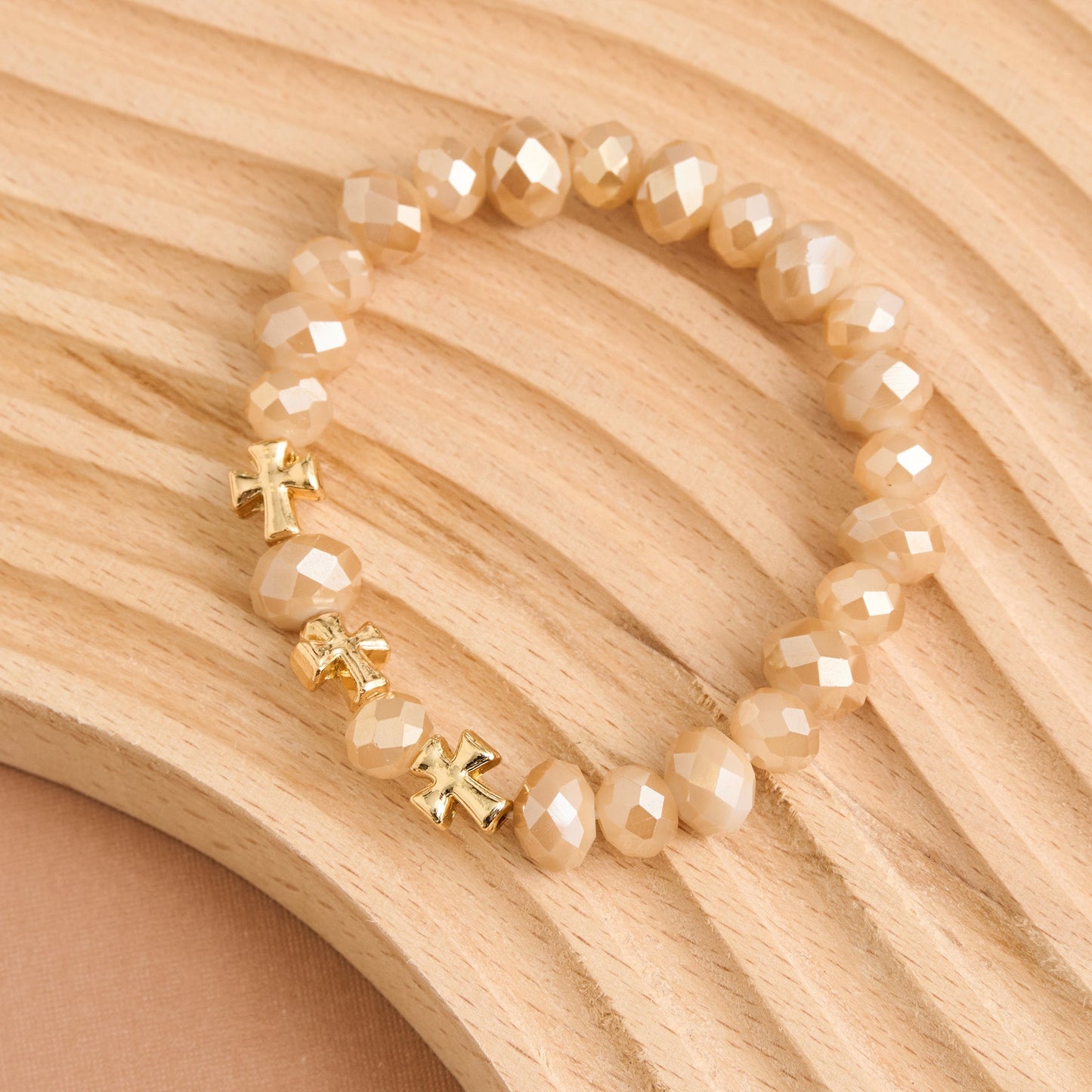 Estelle Cross Bead Stretch Bracelet