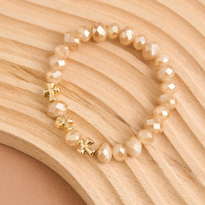 Estelle Cross Bead Stretch Bracelet