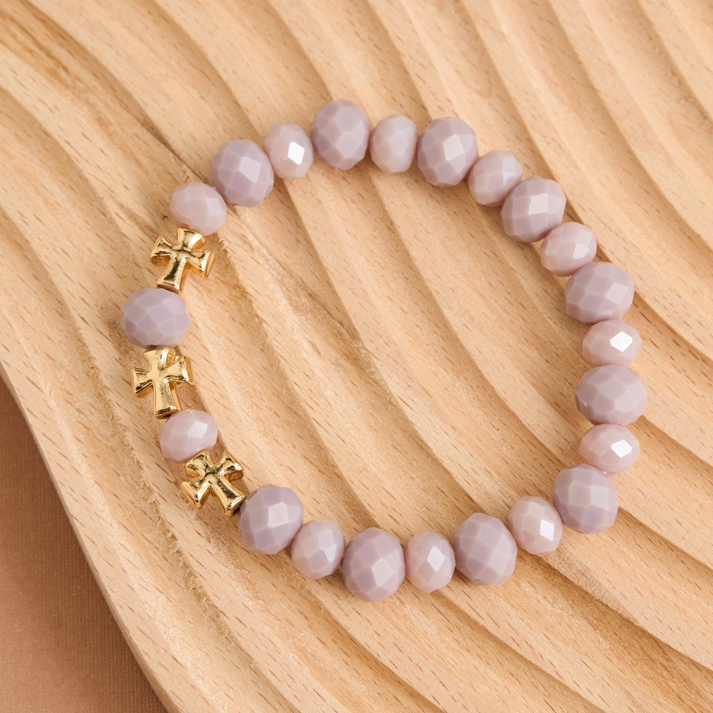Estelle Cross Bead Stretch Bracelet