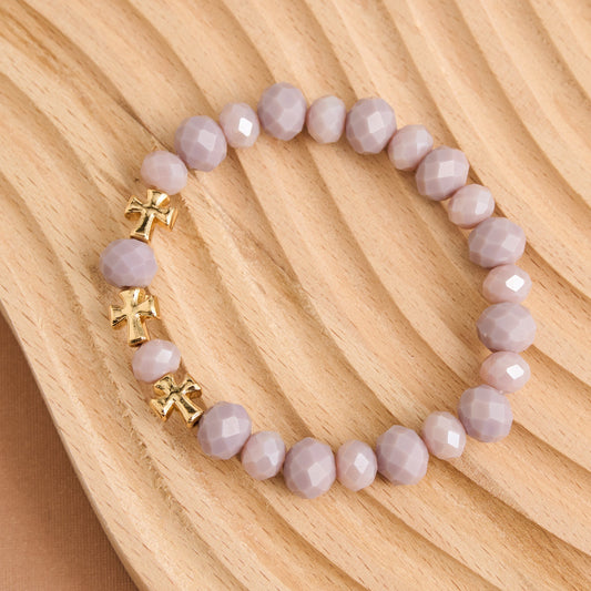 Estelle Cross Bead Stretch Bracelet