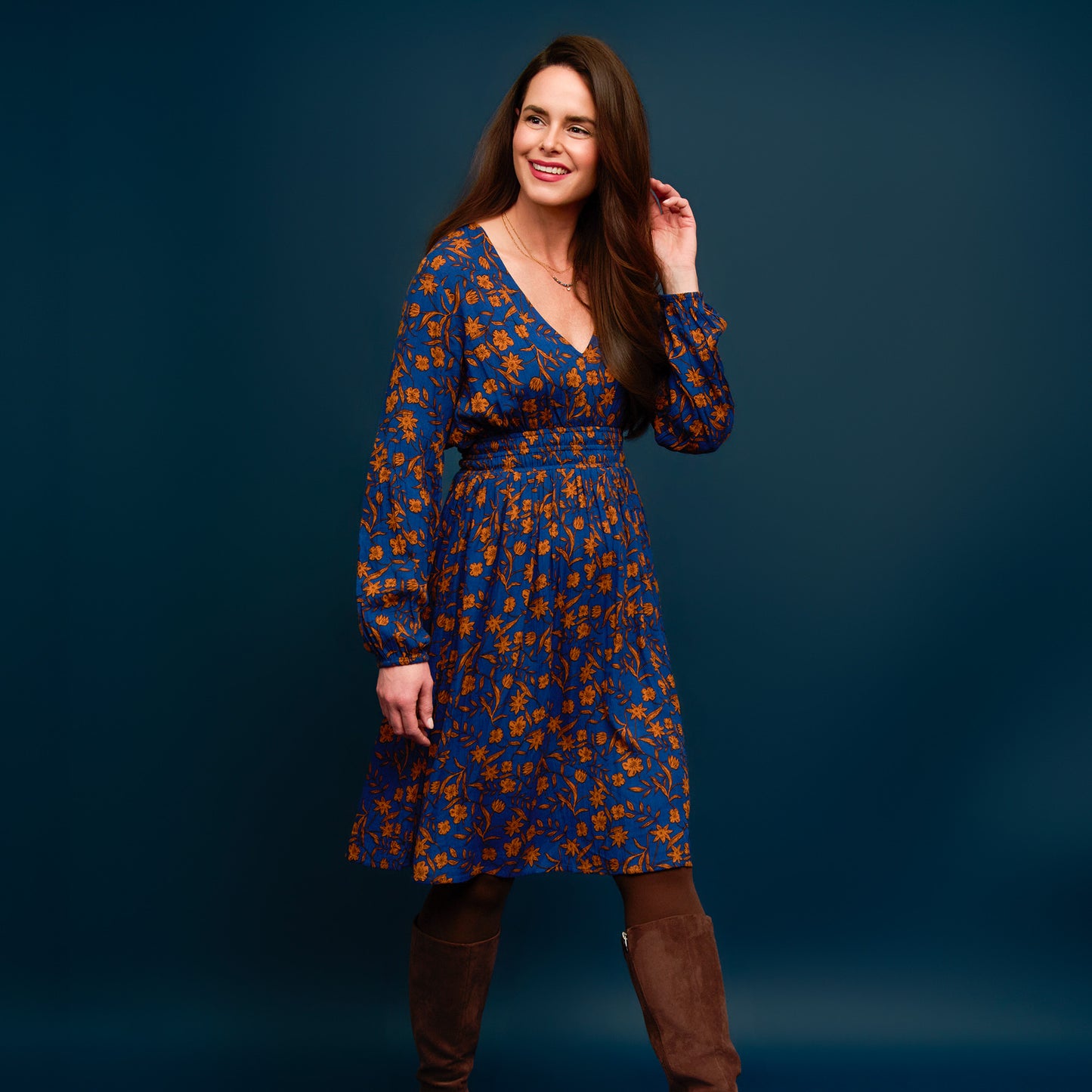 Leana Ruched Empire Waist Midi Dress